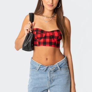 Quin Plaid Bustier Top